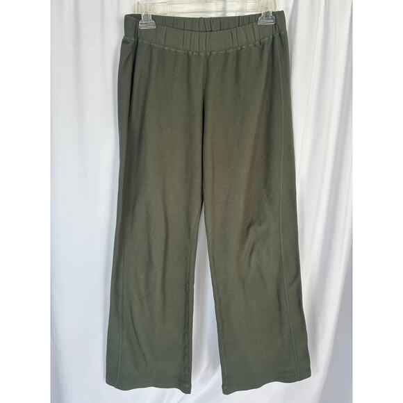Vintage Patagonia Synchilla Fleece Pants Womens Medium Green Wide Leg Mad in USA - Picture 1 of 8